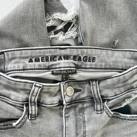 American Eagle Super High-Rise Jegging Distressed Gray Skinny Jean Size 2 - Picture 9 of 11